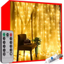 Kép 3/5 - 300 micro LED-es USB-s beltéri fényfüggöny, 8 világítási móddal, távirányítóval, meleg fehér