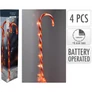 Kép 4/7 - 4 db-os XXL méretű "candy cane" világító cukorka sétapálca lámpa szett, elemes, 32 LED, 74 cm