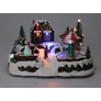 Kép 1/3 - Nagyméretű mozgó Karácsonyi elemes dekor falu szett 12 LED világítással, 31,5 x 23 cm