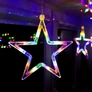 Kép 3/5 - 100 LED-es elemes Csillag-jégcsap kültéri-beltéri fényfüggöny, színes RGB, 200 cm széles, 8 világítási móddal