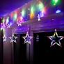 Kép 4/5 - 100 LED-es elemes Csillag-jégcsap kültéri-beltéri fényfüggöny, színes RGB, 200 cm széles, 8 világítási móddal