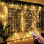 Kép 3/7 - 200 micro LED-es USB-s beltéri fényfüggöny, 8 világítási móddal, távirányítóval, 2 x 2 m, meleg fehér, IP65, HT