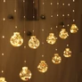 Kép 3/5 - 108 LED-es 10 db dekor gömb fényfüggöny, meleg fehér, 3 méter széles, 8 világítási móddal