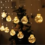 Kép 1/5 - 108 LED-es 10 db dekor gömb fényfüggöny, meleg fehér, 3 méter széles, 8 világítási móddal
