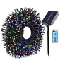 Kép 4/5 - 7,8 m-es 240 LED-es jégcsap fényfüzér, hybrid tölthető-napelemes, színes RGB, 13 világítási mód, időzíthető, távvezérlős