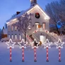 Kép 1/7 - 5 db-os 45cm-es csillag világító leszúrható lámpa szett, elemes, 45 LED, 8 féle fényjátékkal, Meleg fehér