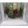 Kép 4/4 - Adventi LED-es elemes időzíthető dekor mécses, gyertyával,  29 x 14 cm, antik fehér 