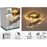 Kép 6/7 - 12,4 m-es 960 LED-es sűrű BOA fényfüzér, hálózati adapteres, meleg fehér,időzíthető 6/18 órás, 8 féle fényjátékkal, IP44