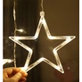 Kép 6/6 - 85 LED-es elemes Csillag-jégcsap kültéri-beltéri fényfüggöny, meleg fehér, 120 x 33 cm széles, 8 világítási móddal, IP44