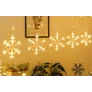 Kép 3/5 - 90 LED-es elemes Hópihe-jégcsap kültéri-beltéri fényfüggöny, meleg fehér, 120 x 33 cm széles, 8 világítási móddal, IP44