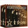 Kép 8/12 - 138 LED-es csillag-jégcsap kültéri-beltéri fényfüggöny, meleg fehér, 2,5 méter széles, 8 világítási móddal, VG