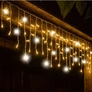 Kép 3/12 - 12 m-es 300 LED-es hálózati adapteres jégcsap hosszabbítható fényfüzér, fehér kábeles, meleg fehér csillogó LED effekttel, IP44