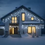 Kép 2/6 - 12 m-es 300 LED-es hálózati adapteres jégcsap hosszabbítható fényfüzér, fehér kábeles, hideg fehér-csillogó Hideg fehér effekttel, IP44
