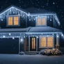 Kép 3/6 - 12 m-es 300 LED-es hálózati adapteres jégcsap hosszabbítható fényfüzér, fehér kábeles, hideg fehér-csillogó Hideg fehér effekttel, IP44