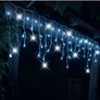Kép 6/6 - 12 m-es 300 LED-es hálózati adapteres jégcsap hosszabbítható fényfüzér, fehér kábeles, hideg fehér-csillogó Hideg fehér effekttel, IP44