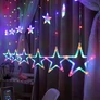 Kép 1/7 - 120 LED-es csillag-jégcsap kültéri-beltéri fényfüggöny, RGB színes, 2,5 méter széles, 8 világítási móddal
