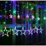 Kép 5/7 - 120 LED-es csillag-jégcsap kültéri-beltéri fényfüggöny, RGB színes, 2,4 méter széles, átlátszó vezetékes, 8 világítási móddal