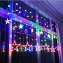 Kép 6/7 - 120 LED-es csillag-jégcsap kültéri-beltéri fényfüggöny, RGB színes, 2,4 méter széles, átlátszó vezetékes, 8 világítási móddal