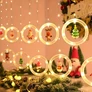 Kép 4/10 - 110 LED-es Kör- karácsonyi figurás USB-s fényfüggöny, meleg fehér, 2,7 méter széles, 8 világítási móddal, távirányítóval