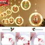 Kép 5/10 - 110 LED-es Kör- karácsonyi figurás USB-s fényfüggöny, meleg fehér, 2,7 méter széles, 8 világítási móddal, távirányítóval