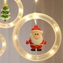 Kép 6/10 - 110 LED-es Kör- karácsonyi figurás USB-s fényfüggöny, meleg fehér, 2,7 méter széles, 8 világítási móddal, távirányítóval