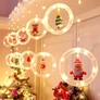 Kép 2/10 - 110 LED-es Kör- karácsonyi figurás USB-s fényfüggöny, meleg fehér, 2,7 méter széles, 8 világítási móddal, távirányítóval