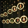 Kép 8/10 - 110 LED-es Kör- karácsonyi figurás USB-s fényfüggöny, meleg fehér, 2,7 méter széles, 8 világítási móddal, távirányítóval
