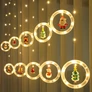 Kép 3/10 - 110 LED-es Kör- karácsonyi figurás USB-s fényfüggöny, meleg fehér, 2,7 méter széles, 8 világítási móddal, távirányítóval