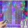 Kép 1/7 - 300 micro LED-es USB-s beltéri fényfüggöny, 8 világítási móddal, távirányítóval, meleg fehér