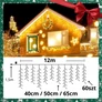 Kép 11/12 - 12 m-es 300 LED-es hálózati adapteres jégcsap hosszabbítható fényfüzér, fehér kábeles, meleg fehér csillogó LED effekttel, IP44
