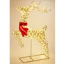 Kép 4/5 - Karácsonyi-adventi Repülő rénszarvas piros masnival, 720 csillogó LED-del, Ünnepi dekoráció, IP44 hálózati adapteres, időzíthető 8/16 órás, 88 x 50 cm 