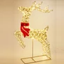 Kép 1/5 - Karácsonyi-adventi Repülő rénszarvas piros masnival, 720 csillogó LED-del, Ünnepi dekoráció, IP44 hálózati adapteres, időzíthető 8/16 órás, 88 x 50 cm 
