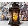 Kép 3/7 - Adventi LED-es elemes időzíthető 6/18 órás, dekor fekete mécses, 3 db gyertyával és fenyőággal, 32 x 18,5 cm