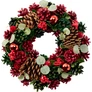 Kép 4/7 - Ünnepi tobozos-bogyós koszorú – Díszítsd otthonod természetes szépséggel! 34 x 8 cm 