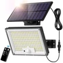 Kép 1/6 - Napelemes LED halogén lámpa mozgásérzékelővel alkonyatérzékelő távirányító, 300W, IP65