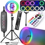 Kép 1/8 - TikTok Állítható okostelefon állvány + selfie gyűrűs LED 100 W RGB lámpa távirányítóval, 210 cm