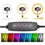 Kép 8/8 - TikTok Állítható okostelefon állvány + selfie gyűrűs LED 100 W RGB lámpa távirányítóval, 210 cm