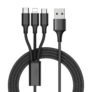 Kép 1/6 - 3 az 1-ben USB kábel iPhone, micro USB, type-c, 1,2 m, arany, ezüst fekete színben