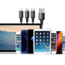 Kép 6/6 - 3 az 1-ben USB kábel iPhone, micro USB, type-c, 1,2 m, arany, ezüst fekete színben