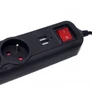 Kép 5/5 - 2 USB-s hosszabbító kábel 1,5 m, 3 db aljzattal, kapcsolóval