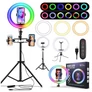 Kép 2/9 - Állítható okostelefon állvány + selfie gyűrűs. LED 120 W RGB lámpa, 210 cm