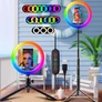 Kép 9/9 - Állítható okostelefon állvány + selfie gyűrűs. LED 120 W RGB lámpa, 210 cm
