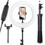 Kép 2/6 - TikTok Állítható okostelefon állvány + selfie 30 cm gyűrűs LED, fehér, 220 cm, 80 W