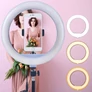 Kép 3/6 - TikTok Állítható okostelefon állvány + selfie 30 cm gyűrűs LED, fehér, 220 cm, 80 W