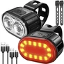 Kép 1/7 - LED-es vízálló Kerékpár első és hátsó lámpa, USB-s