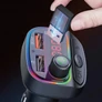 Kép 3/5 - HT FM transzmitter, iOS és Android bluetooth 5.0 kompatibilis, RGB világítás, autós töltő, 2x usb + usb-c