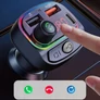 Kép 5/5 - HT FM transzmitter, iOS és Android bluetooth 5.0 kompatibilis, RGB világítás, autós töltő, 2x usb + usb-c