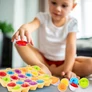 Kép 2/7 - 12 db-os tojás Montessori összeillesztős ügyességi-logikai játék gyerekeknek