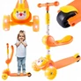 Kép 1/10 - Világító LED-es 3 kerekes Álló-ülő roller, gyerekeknek, narancssárga cicás