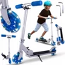 Kép 1/10 - Világító LED kerekes összecsukható roller, gyerekeknek, 50 kg teherbírással, kék